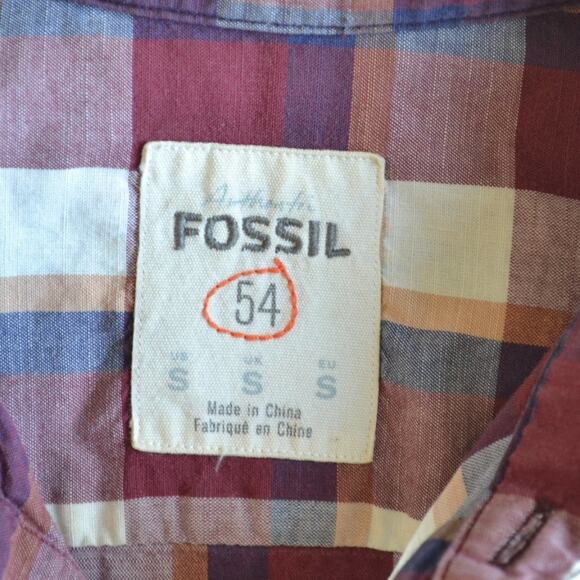 Fossil 54 Button Down Shirt Plaid Size S - Picture 3 of 4